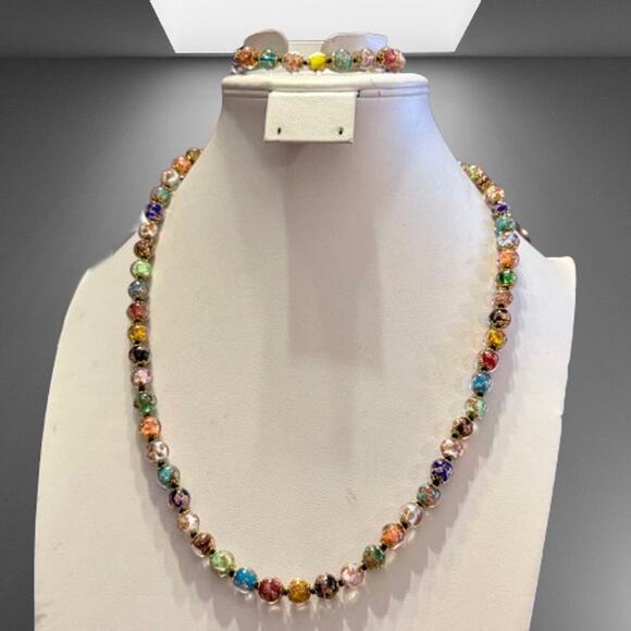 Venetian Cornaro Murano Glass Beaded Necklace & Bracelet Set - Picture 9 of 10